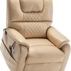 Flat Lift Chair, Heavy Duty, Infinite Position, Dual Motor Electric Reclining Chair, Standing Lift Chair with Hardwood Frame, Massage and Heat, Top