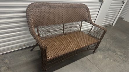 Brown wicker bench