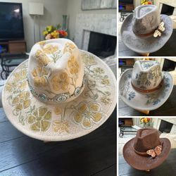 One-Of-A-Kind, Hats, Hand Done Acrylic Painted