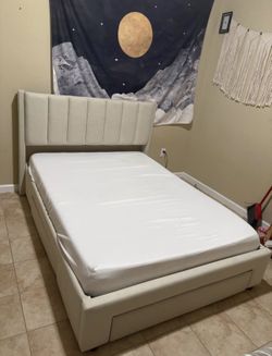 Upholstered Bed With Storage , Includes Mattress