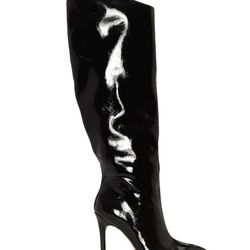 Jessica Simpson Liney Stiletto Black Crinkle Knee-High Boots. 10/M