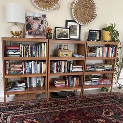 3 Bookshelves And Matching Desk Rattan 