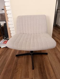 Armless Channel Tufted Swivel Wide Desk Chair