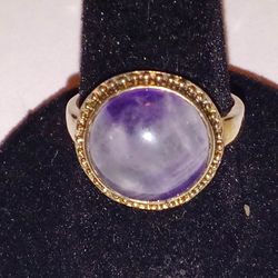 Size 6.5 Natural Purple Stone Set In Sterling Silver 
