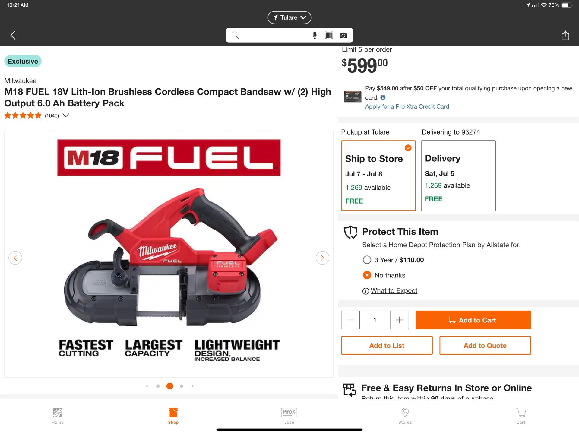 M18 Fuel Milwaukee Deep Cut Bandsaw $400 Combo