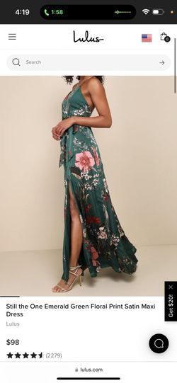 Lulus - Emerald Green Floral Print Satin Maxi Dress for Sale in  Bakersfield, CA - OfferUp