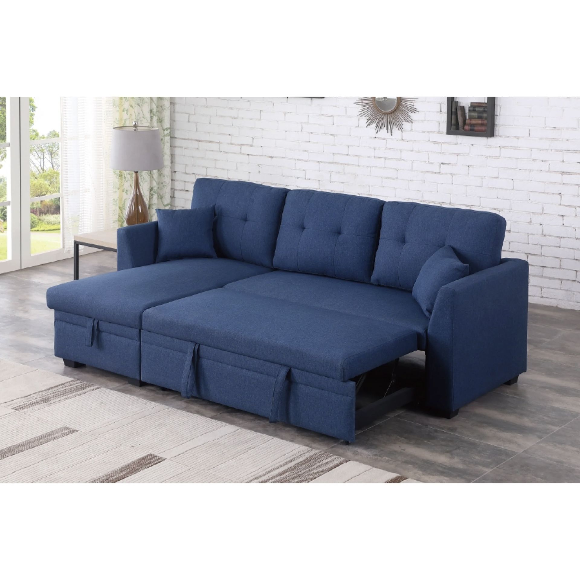 Sleeper Pull Out Sofa Bed Sectional Couch With Reversible Chaise