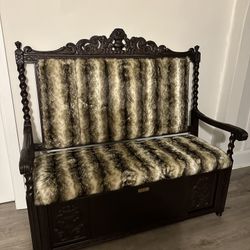 Reupholstered Antique Storage Bench