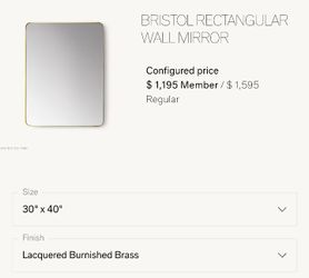 30 x 40 Restoration Hardware Rounded Mirror