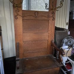 Antique/vintage Coat Rack With Seat
