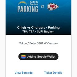 Los Angeles Chargers Vs Chiefs  Pink Zone TAILGATING PARKING PASS 