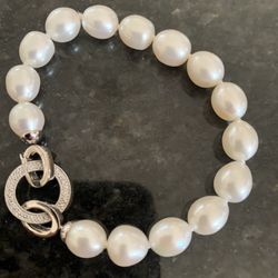 925 Fresh Water Pearl Bracelet White 6 1/2 “”
