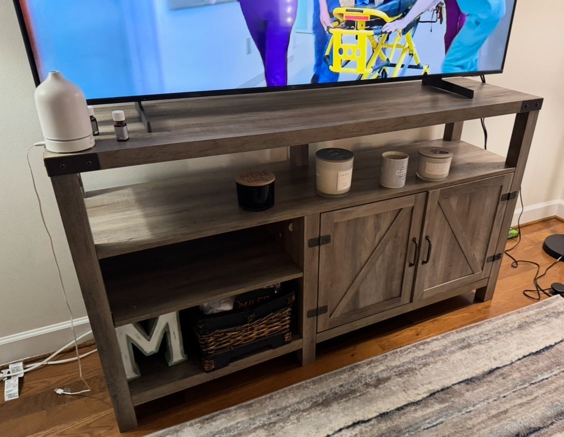 59 Inch Two Door Tv Stand Gray Wash