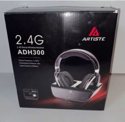 Artiste ADH300 2.4GHz Wi-Fi Digital Stereo TV Headphones with Charging Dock