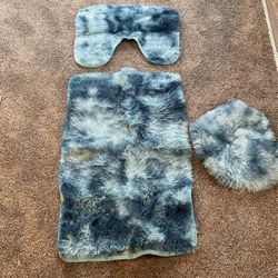 Varigated Blue 3 Pc Commode Set, NIB