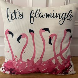 Let's Flamingle! Flamingo Indoor/Outdoor Pillow, 18 x 18