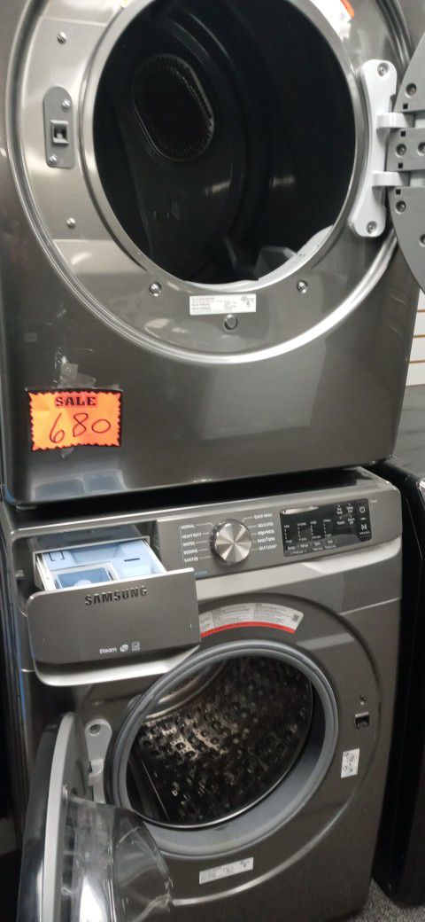 SET SAMSUNG WASHER AND MDRYER STAINLESS STEEL WORK GREAT INCLUDING WARRANTY DELIVERY