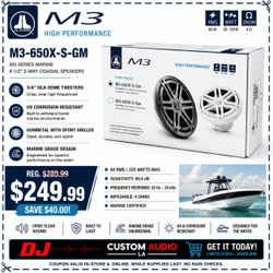 JL Audio M3 Series Marine UV 6 1/2" 2-Way Coaxial Speaker System 225 Watts M3-650X-S-GM 🚨  Payment Options Available 🚨 No Credit Needed 🚨