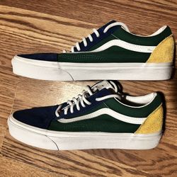 Vans OLD SCHOOL Suede Leather Canvas Color Block Yacht Sneakers Men 8.5 Women 10