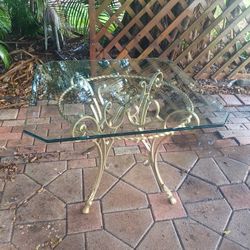 Square Glass Brass Dining Table 3ft by 3ft Wide