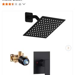 Single Handle 1-Spray Shower Faucet 1.75 GPM with 8 in. High Pressure Rain Shower Head in Matte Black