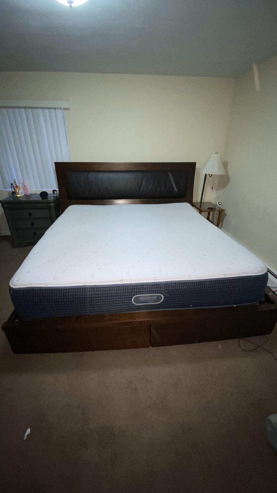 King size bed frame with mattress