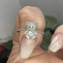 Sterling Silver 925 Teddy Bear Ring