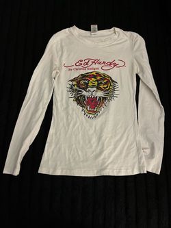 Ed Hardy white tee women’s from 2000s