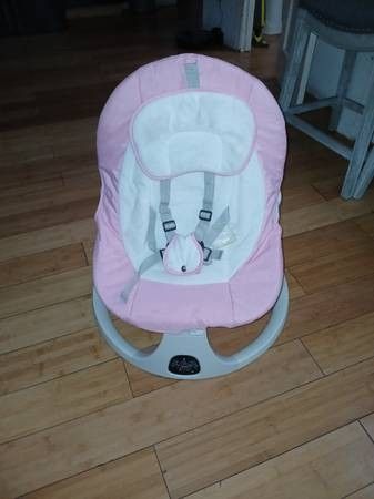 Pink Baby Swing for Infants with 5 Natural Sway Speeds Portable