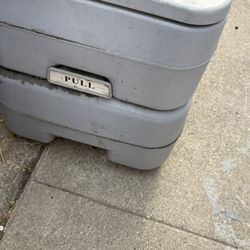 Outdoor Camping Or Truck Driver On Go Toilet
