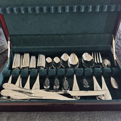 45 Piece Sterling Silver Spode Christmas Silverware 