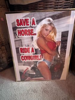 Save a Horse Ride a Cowgirl Framed Poster