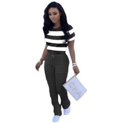 2 piece casual black and white 