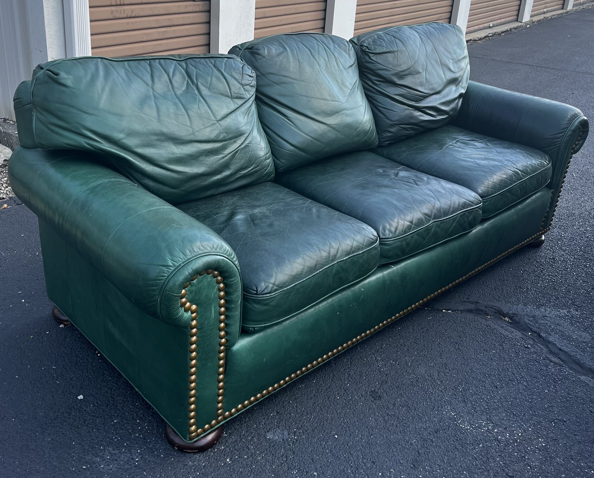 Whittemore-Sherrill Deep Green Leather Sofa
