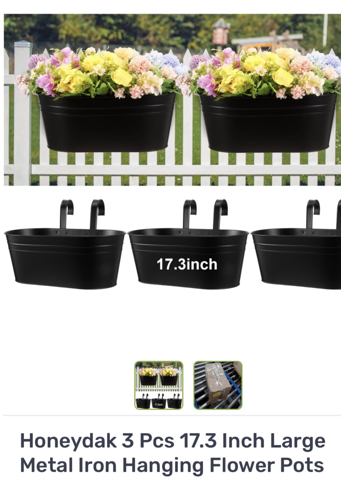 New 3 Pcs Metal Iron Hanging Flower Pots