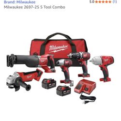 Milwaukee 2697-25 5 Tool Combo Kit NIB 30% Off Retail $999