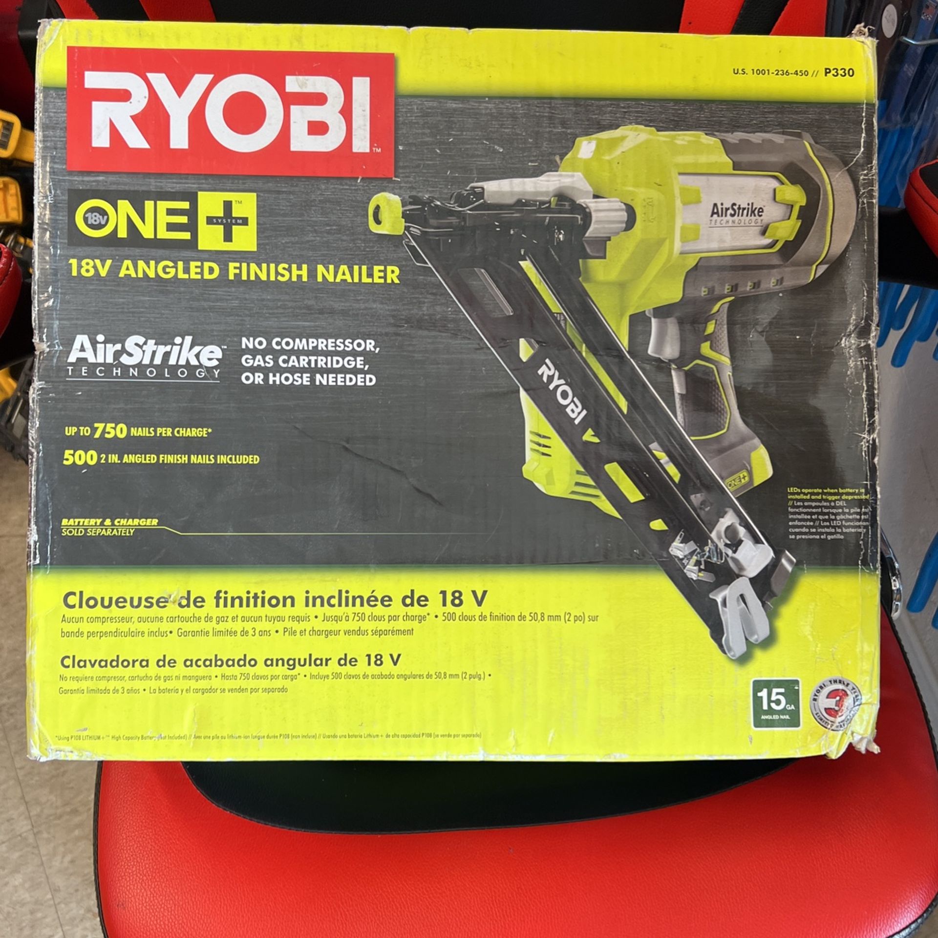 Ryobi P330 18v Angled Finish Nailer 15ga Tool Only