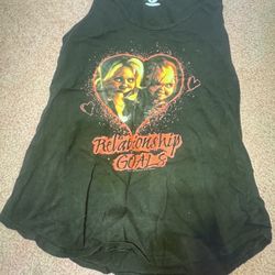 Medium Black Tank Top Shirt Chicly Horror Goth