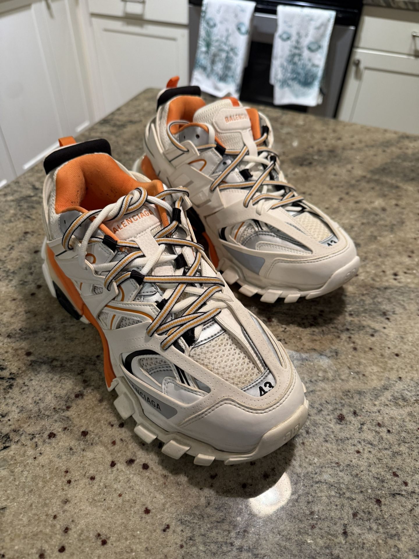 Balenciaga: Men's Track Sneaker In White Orange