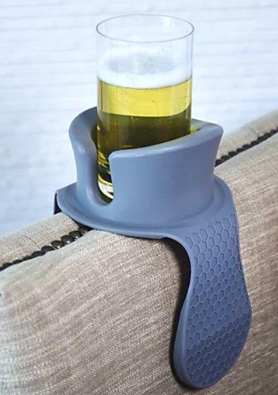 NEW Sofa Cup Holder - Watruer The Ultimate Anti-Spill Holder Silicone Drink Holder for Your Sofa or Couch - Grey