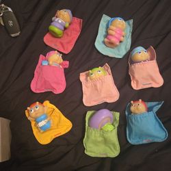 All 8 Original 1985 HASBRO Glow Worms