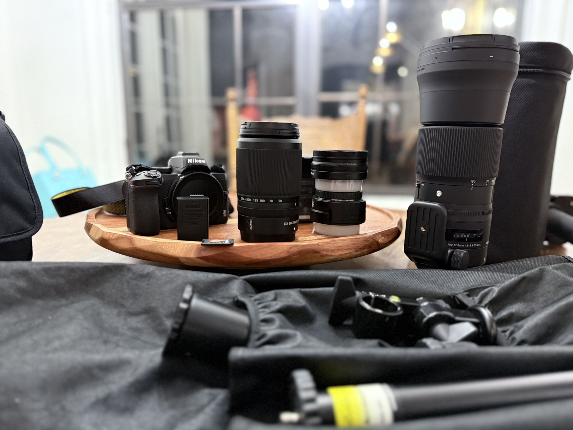 “Complete Photography Kit: Nikon Z50, Sigma 150-600mm, Lenses, Tripod, and More – Quick Sale!