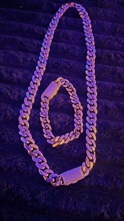 Gold MOISSANITE Chain And Bracelet Combo