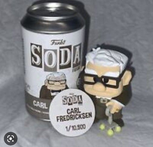 BRAND NEW COOLEST LIMITED EDITION COLLECTIBLE FUNKO SODA CAN WITH FIGURE OF CARL FREDRICKSON!