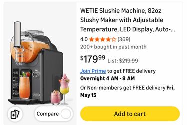 WETIE Slushie Machine, 82oz Slushy Maker with Adjustable Temperature, LED Display, Auto-Clean, 5-in-1 Frozen Drink Maker for Ice Cream, Frappés, Milks