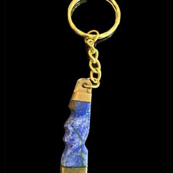 Lapis Lazuli Unusual keychain key ring pendant Vintage hand crafted