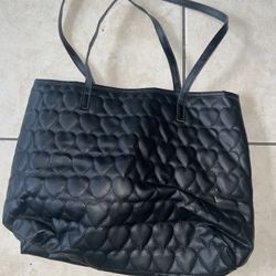 Black Handbag Tote Purse Quilted Design