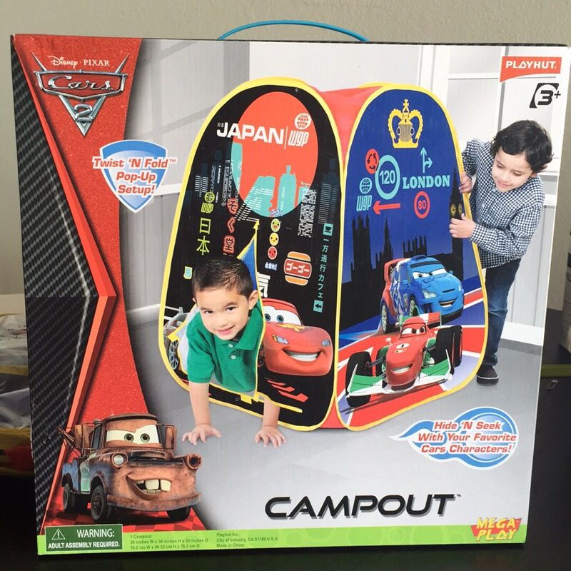 Disney Cars Campout Playhut Tent with Port Hole EZ Twist Fold Down