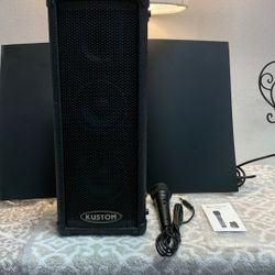 2’ X 4.5” Kustom’ Personnel PA 50 Watt Sound System, Perfect For Travel Or Solo Use etc. Includes A Brand New ‘ION’ Microphone, Works Great 