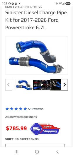 Sinister Diesel turbo charger pipe kit